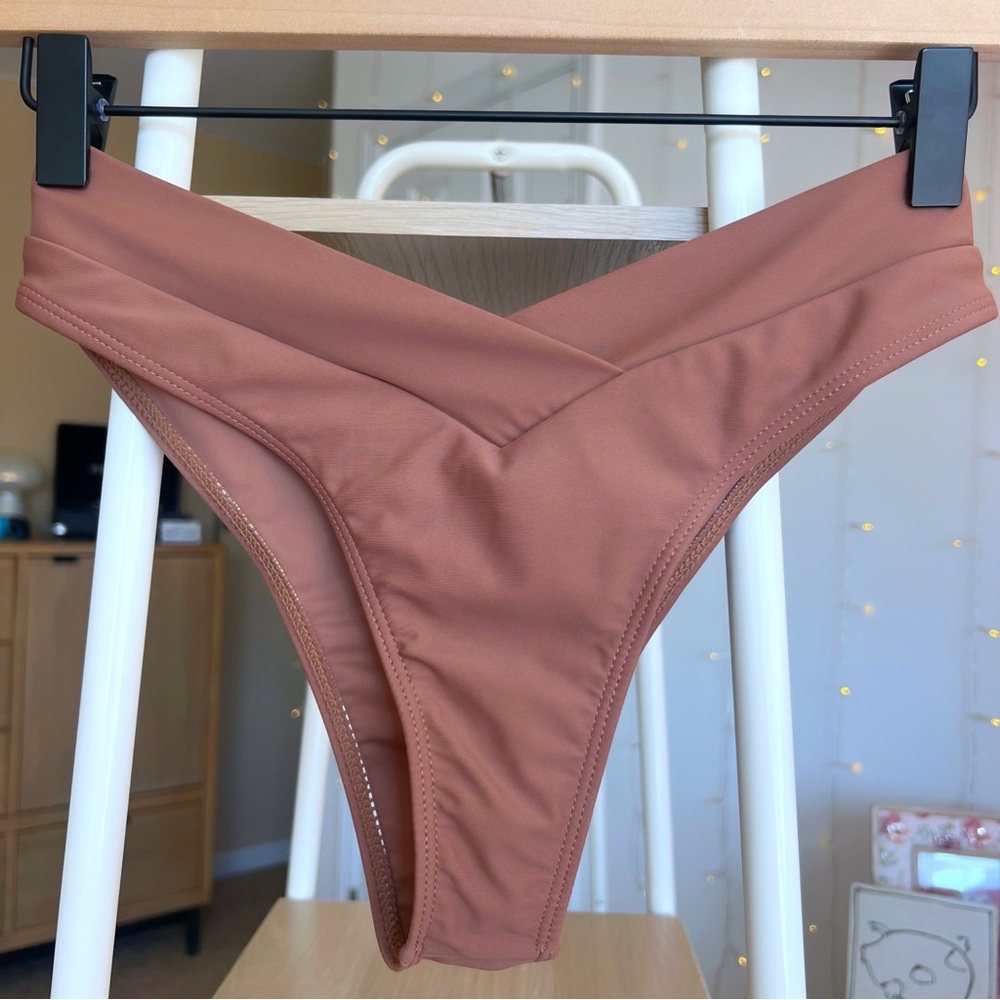 Chocolate Brown V Cut Cheeky Bikini Bottom Small